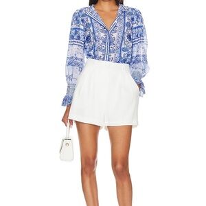 Amanda Uprichard white high-waisted shorts